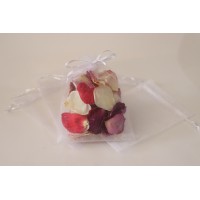 12 x Organza Guest Confetti bags with Freeze Dried Rose Petals